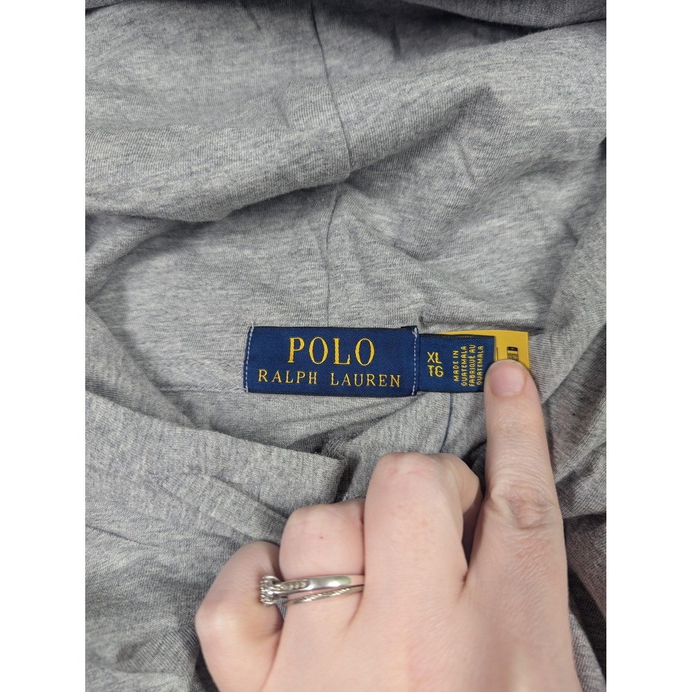 Polo Ralph Lauren Hooded Shirt Mens XL Gray Polo Bear Christmas Long Sleeve NWT - Picture 5 of 13